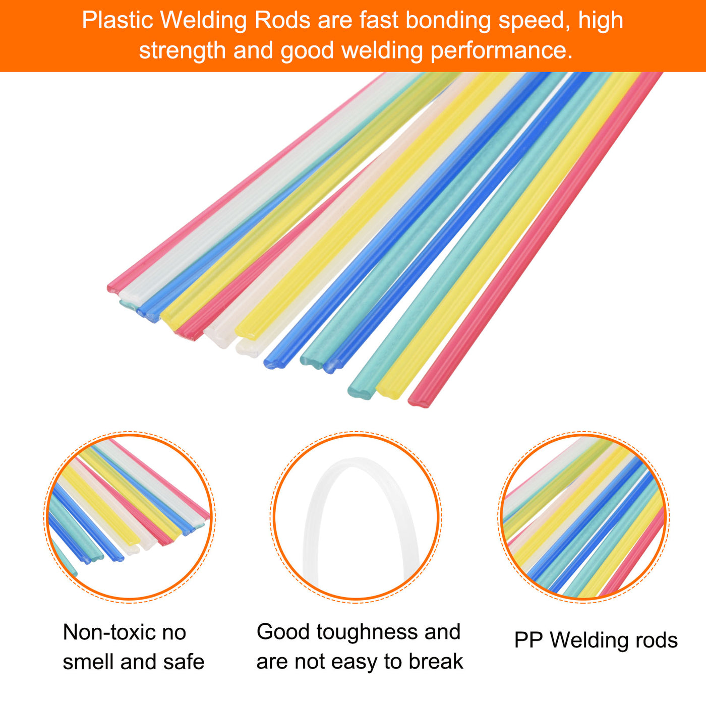 Harfington 15pcs 8 Inch Plastic Welding Rods PP Welding Strips for Plastic Welder