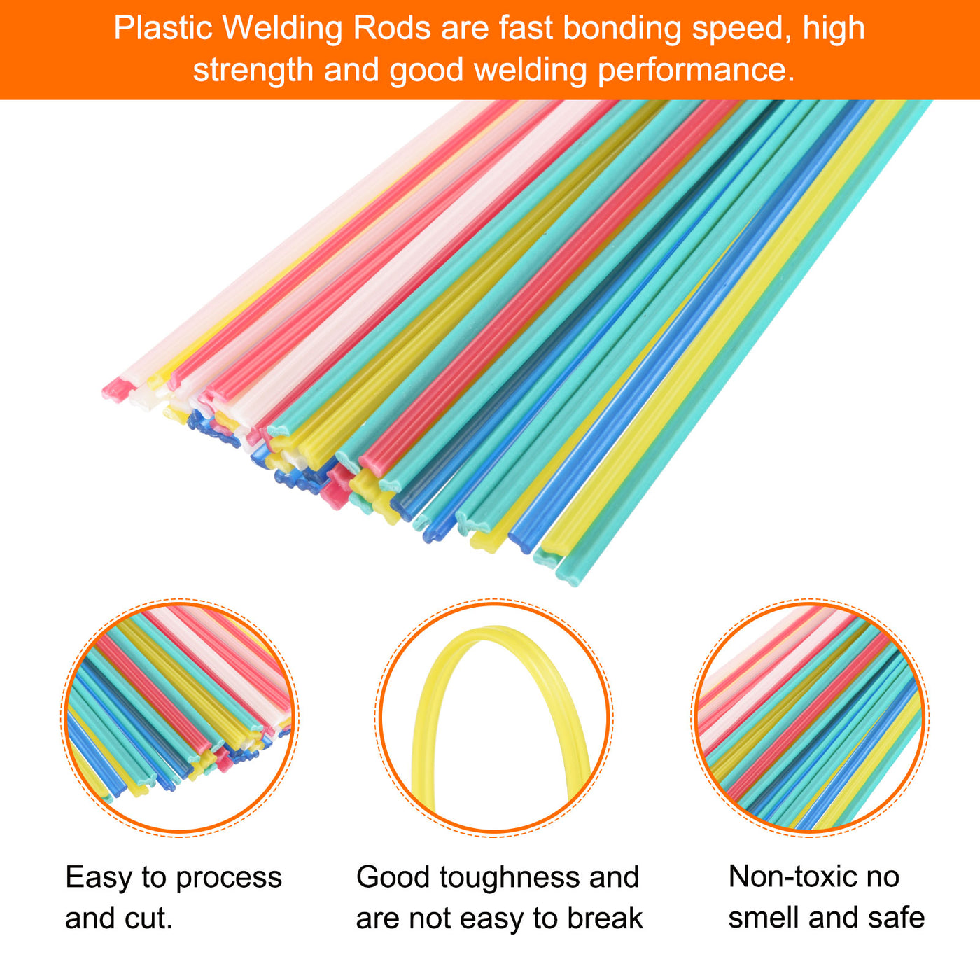 Harfington 50pcs 10 Inch Plastic Welding Rods PP/PVC Welding Strips for Plastic Welder