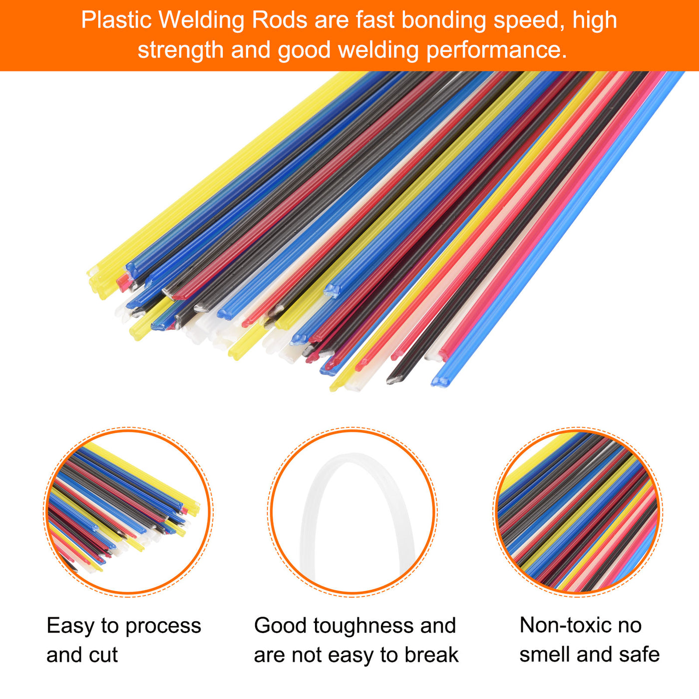 Harfington 60pcs 10 Inch Plastic Welding Rods PP/ABS/PPR Welding Strips for Plastic Welder