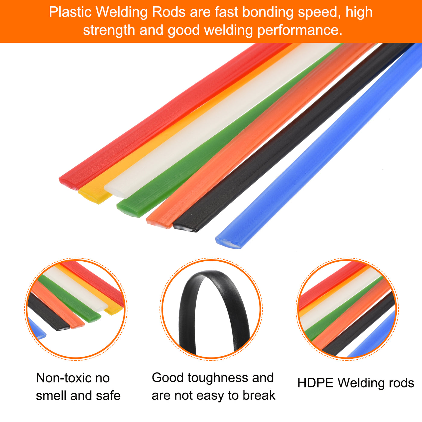 Harfington 7pcs 10 Inch Plastic Welding Rods HDPE Welding Strips for Plastic Welder