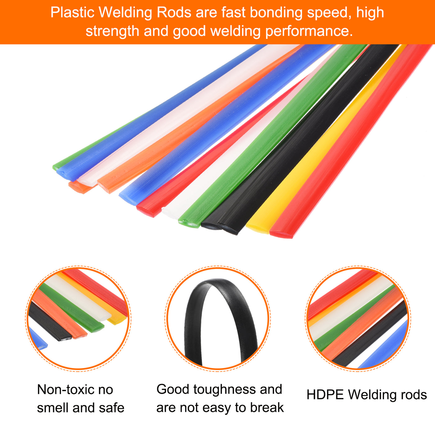 Harfington 14pcs 10 Inch Plastic Welding Rods HDPE Welding Strips for Plastic Welder