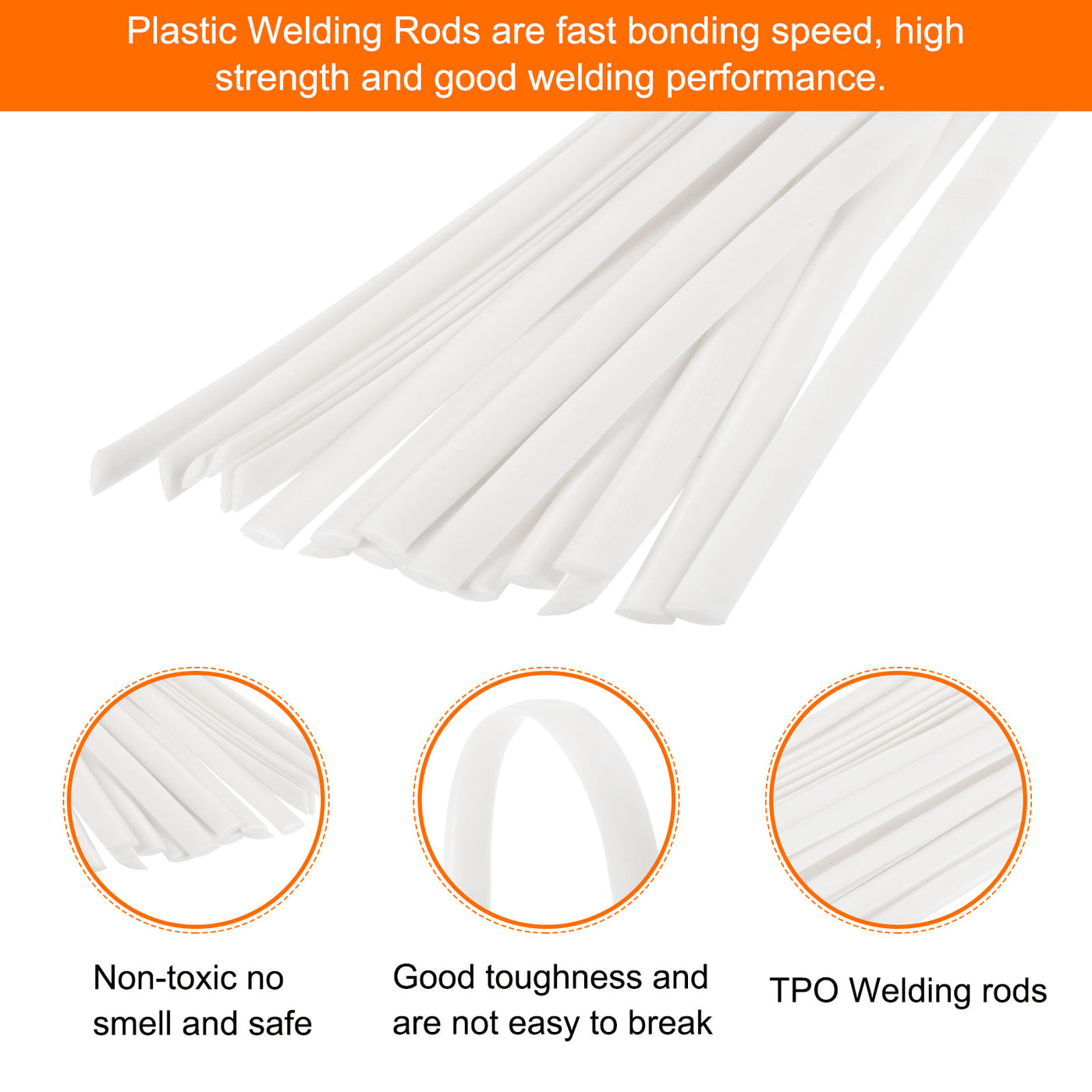 Harfington 20pcs 9 Inch Plastic Welding Rods TPO Welding Strips for Plastic Welder White