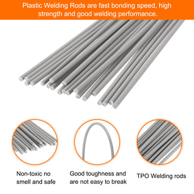 Harfington 20pcs 8 Inch Plastic Welding Rods TPO Welding Strips for Plastic Welder Grey