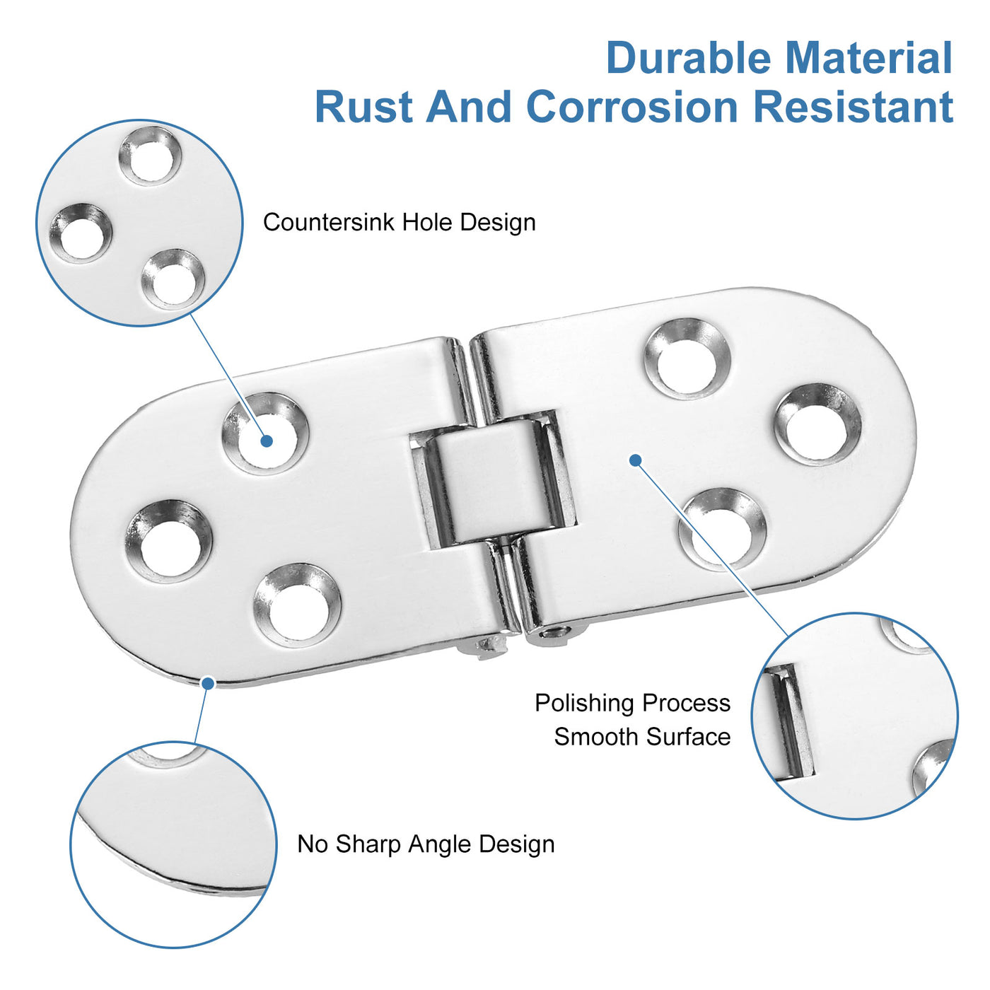 uxcell Uxcell Folding Table Hinge, 2pcs Zinc Alloy 180 Degree Table Hinges, Silver