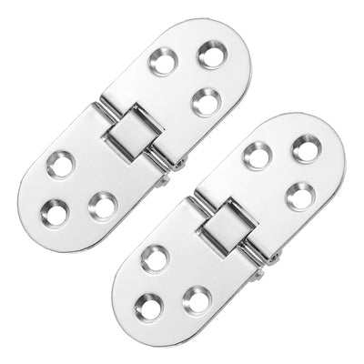 Harfington Uxcell Folding Table Hinge, 2pcs Zinc Alloy 180 Degree Table Hinges, Silver