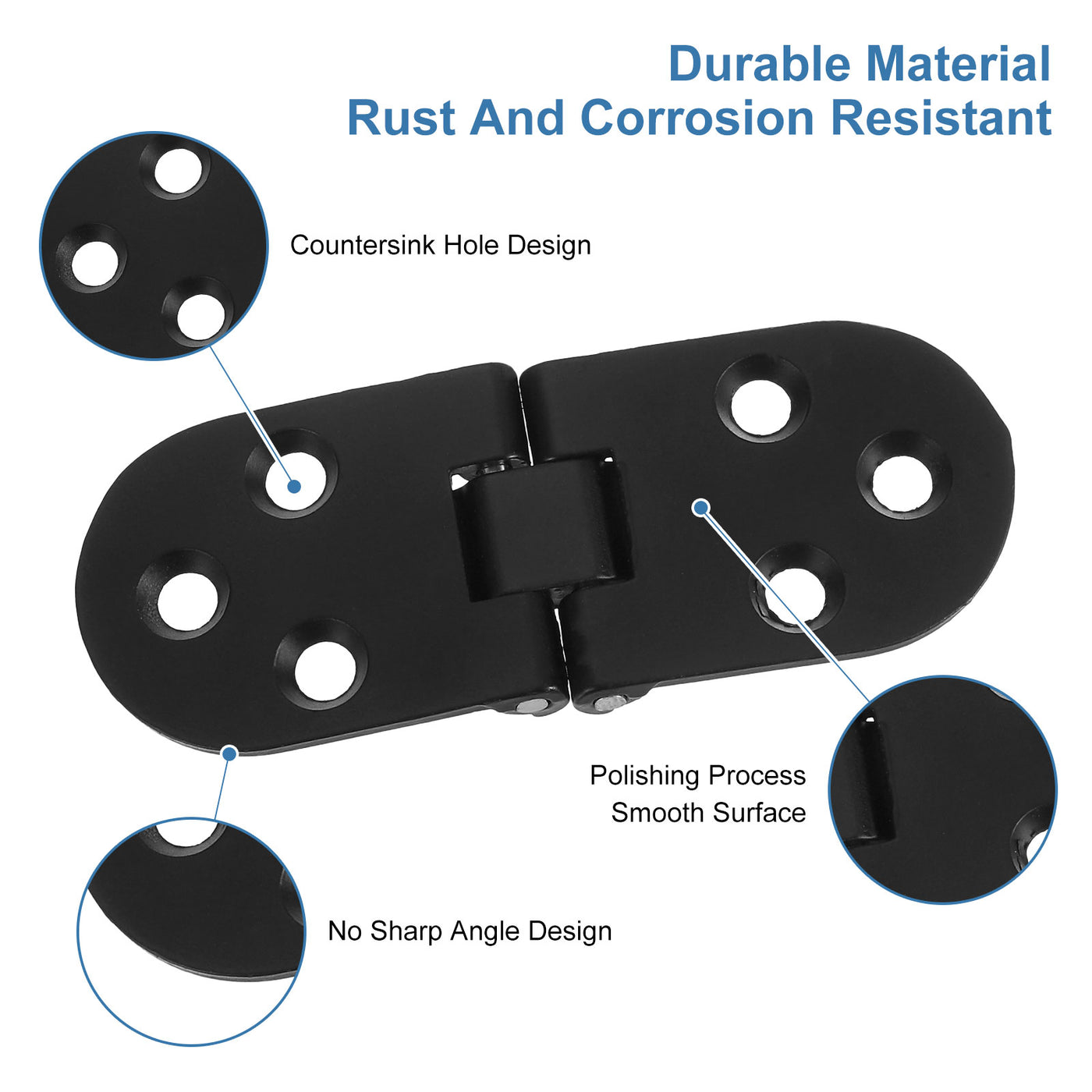 uxcell Uxcell Folding Table Hinge, 2pcs Zinc Alloy 180 Degree Table Hinges, Black