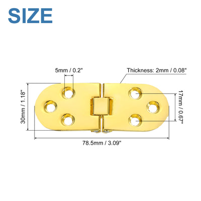 Harfington Uxcell Folding Table Hinge, 2pcs Zinc Alloy 180 Degree Table Hinges, Gold