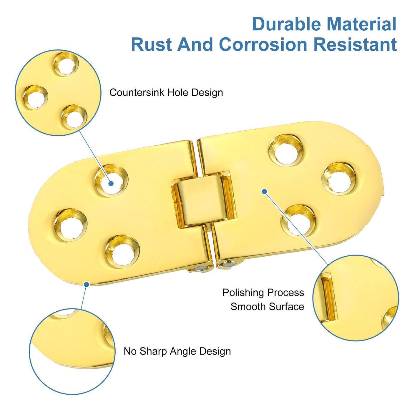 uxcell Uxcell Folding Table Hinge, 2pcs Zinc Alloy 180 Degree Table Hinges, Gold