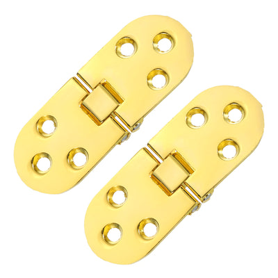 Harfington Uxcell Folding Table Hinge, 2pcs Zinc Alloy 180 Degree Table Hinges, Gold