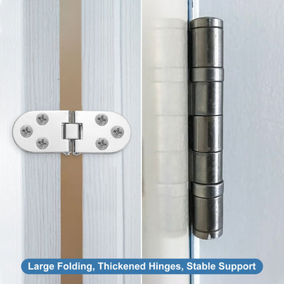 Harfington Uxcell Folding Table Hinge, 4pcs Stainless Steel 270 Degree Table Hinges, Silver