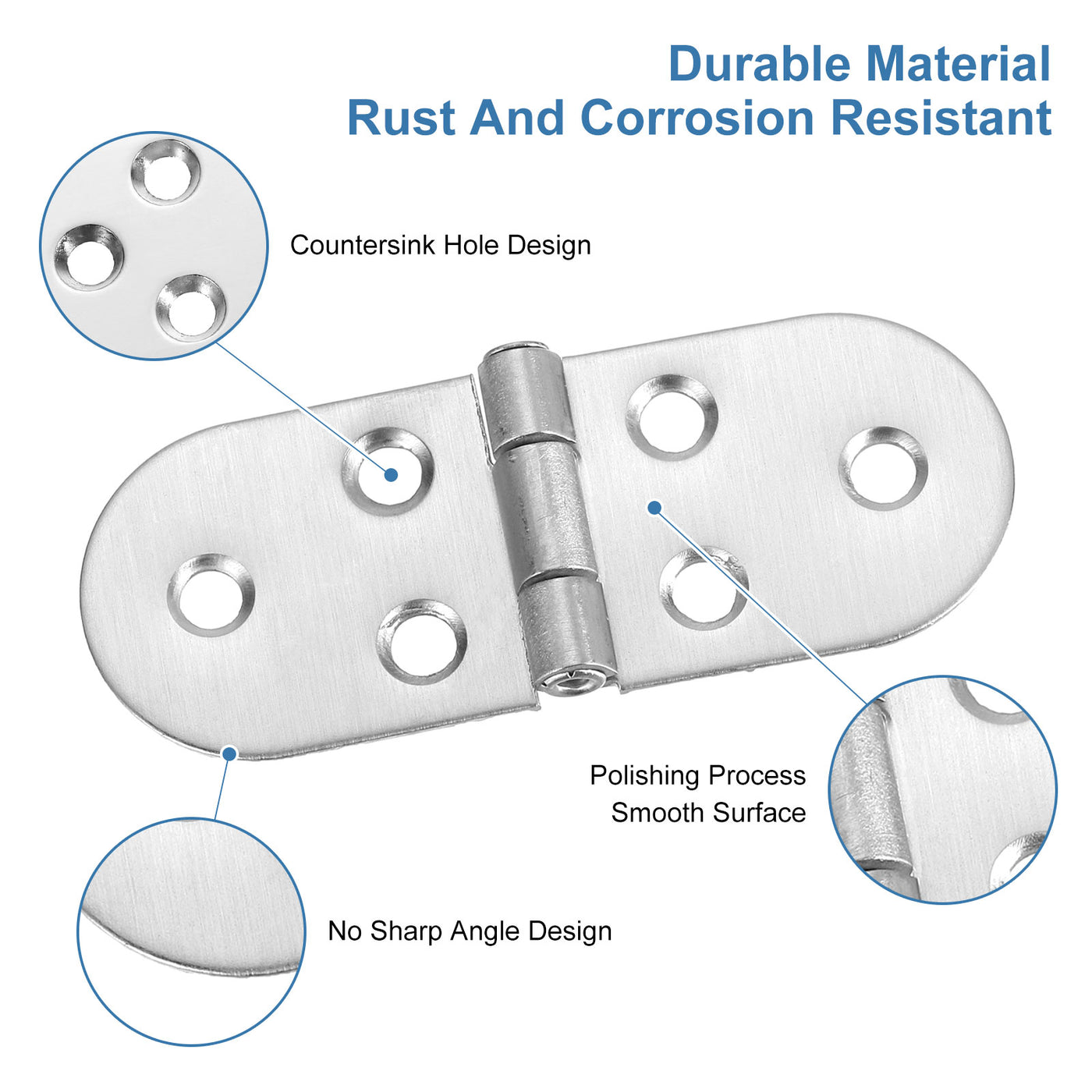 uxcell Uxcell Folding Table Hinge, 8pcs Stainless Steel 270 Degree Table Hinges, Silver