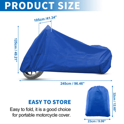 Harfington Motorcycle Cover for Harley Davidson for Honda for Suzuki All Season Weather Waterproof Sun Outdoor Protection Motorbike Cover Fits Up to 96.46'' Motorcycles Vehicle Cover XL Blue