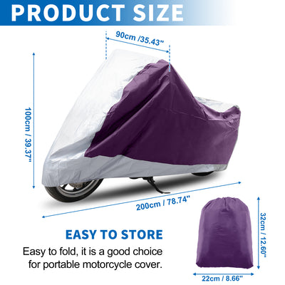 Harfington Motorcycle Cover for Harley Davidson for Honda for Suzuki All Season Waterproof Sun Protection Motorbike Cover Fits Up to 78.74'' Motorcycles Vehicle Cover M Purple Silver Tone