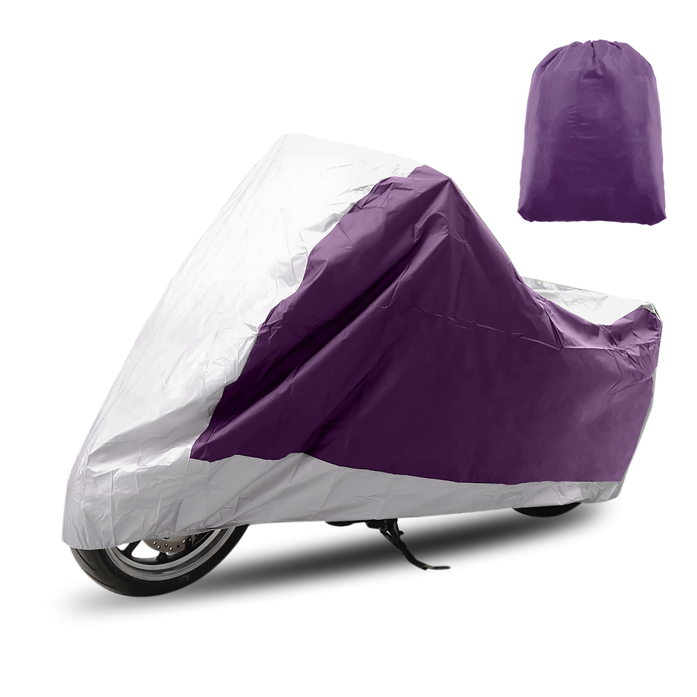 X AUTOHAUX Motorcycle Cover for Harley Davidson for Honda for Suzuki All Season Waterproof Sun Protection Motorbike Cover Fits Up to 78.74'' Motorcycles Vehicle Cover M Purple Silver Tone