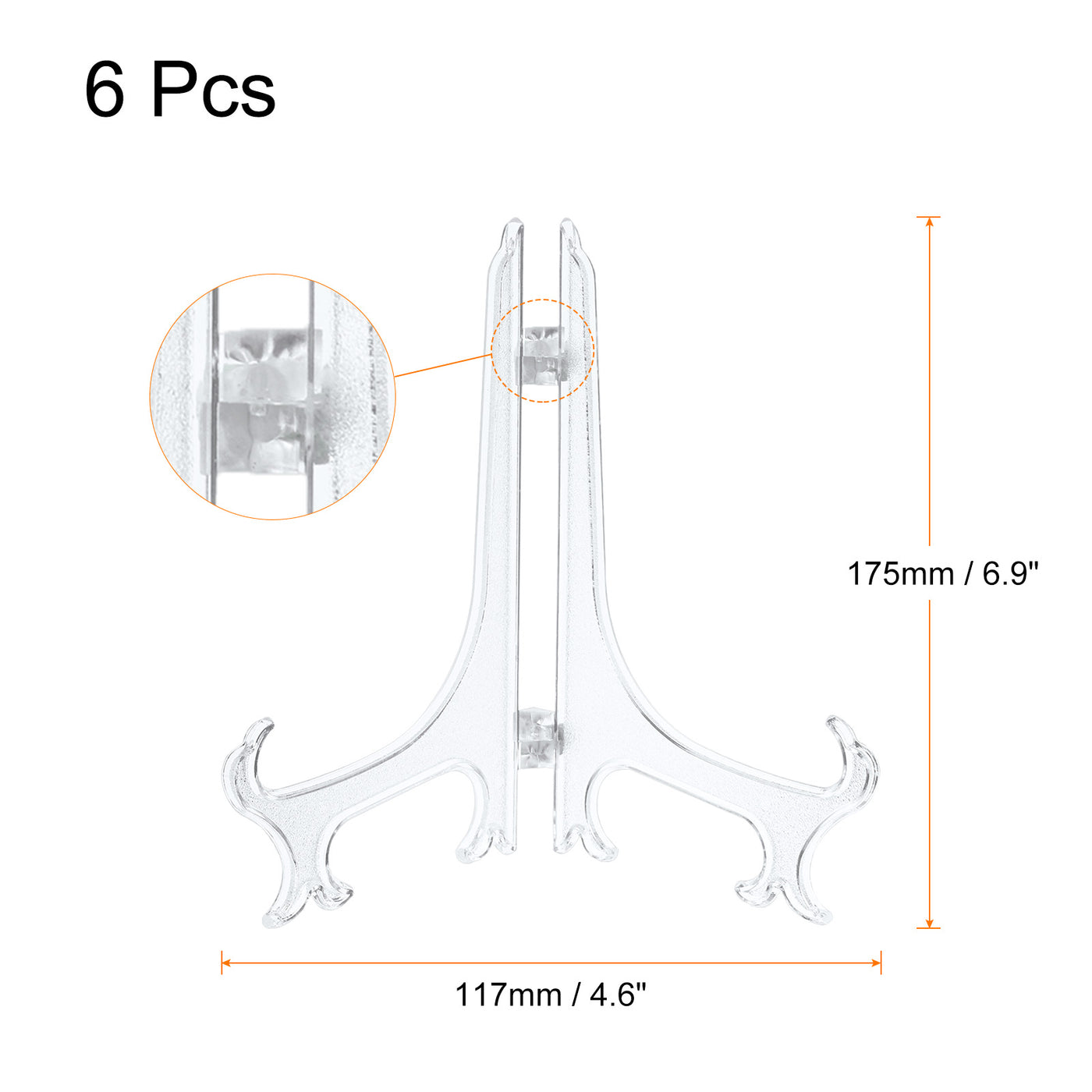 uxcell Uxcell 6Pcs 6.8" Easel Plate Holder, Plastic Folding Display Stand Clear for Home