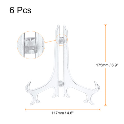 Harfington Uxcell 6Pcs 6.8" Easel Plate Holder, Plastic Folding Display Stand Clear for Home