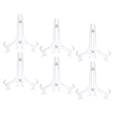 Harfington Uxcell 6Pcs 6.8" Easel Plate Holder, Plastic Folding Display Stand Clear for Home