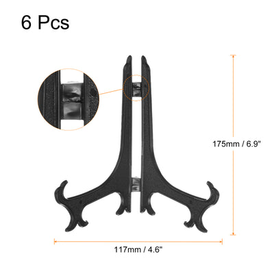 Harfington Uxcell 6Pcs 6.8" Easel Plate Holder, Plastic Folding Display Stand Black for Home