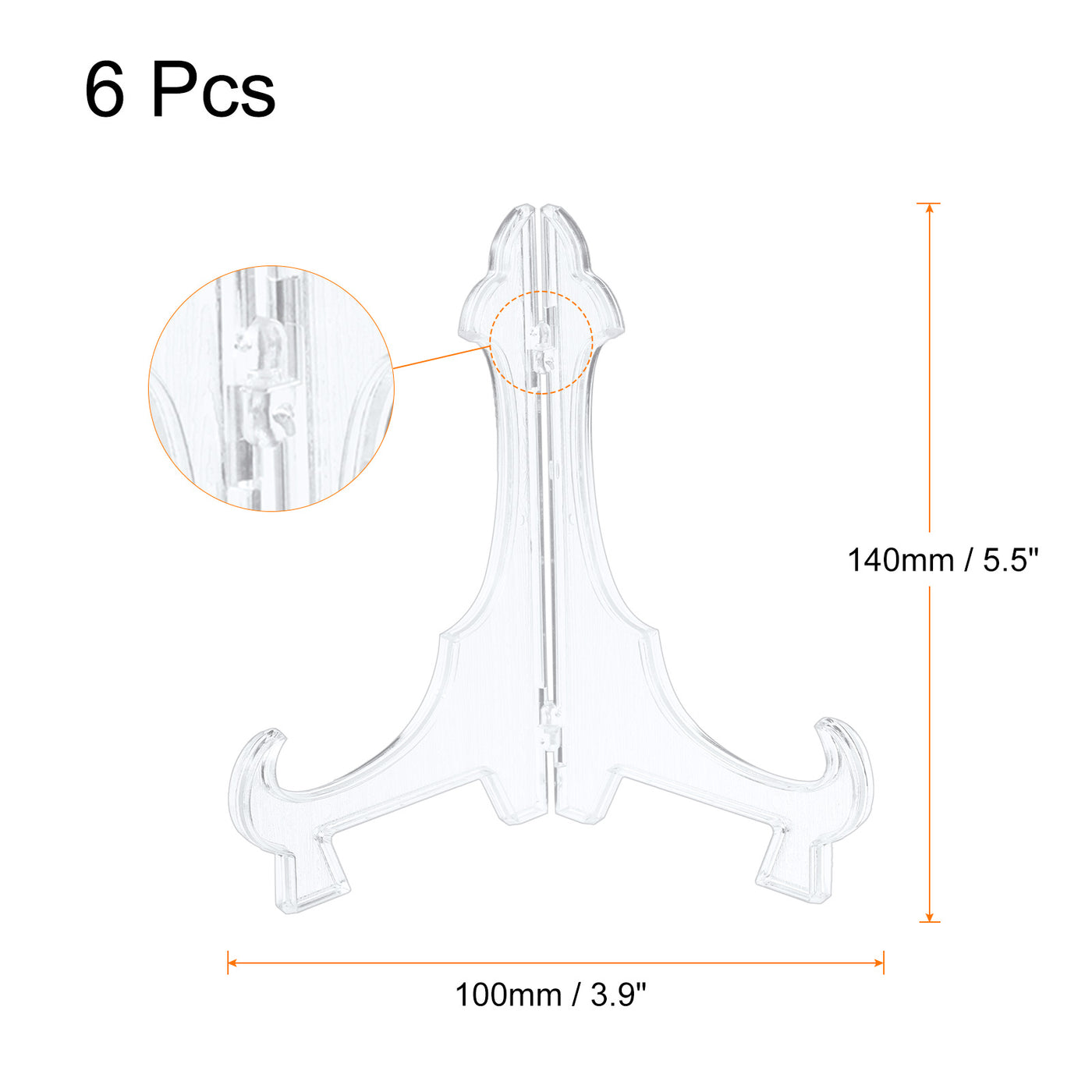 uxcell Uxcell 6Pcs 5.5" Easel Plate Holder, Plastic Folding Display Stand Clear for Home