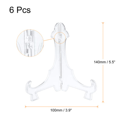 Harfington Uxcell 6Pcs 5.5" Easel Plate Holder, Plastic Folding Display Stand Clear for Home