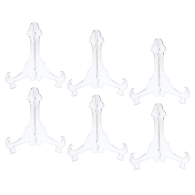 Harfington Uxcell 6Pcs 5.5" Easel Plate Holder, Plastic Folding Display Stand Clear for Home