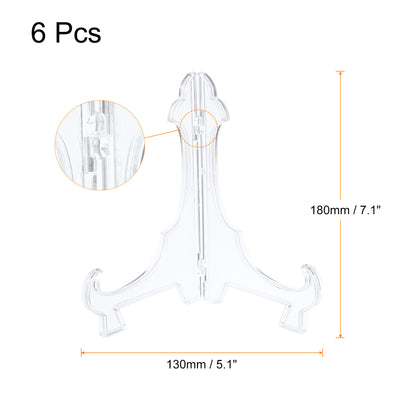 Harfington Uxcell 6Pcs 7.1" Easel Plate Holder, Plastic Folding Display Stand Clear for Home