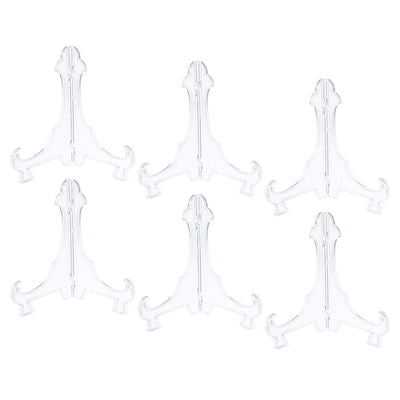 Harfington Uxcell 6Pcs 7.1" Easel Plate Holder, Plastic Folding Display Stand Clear for Home