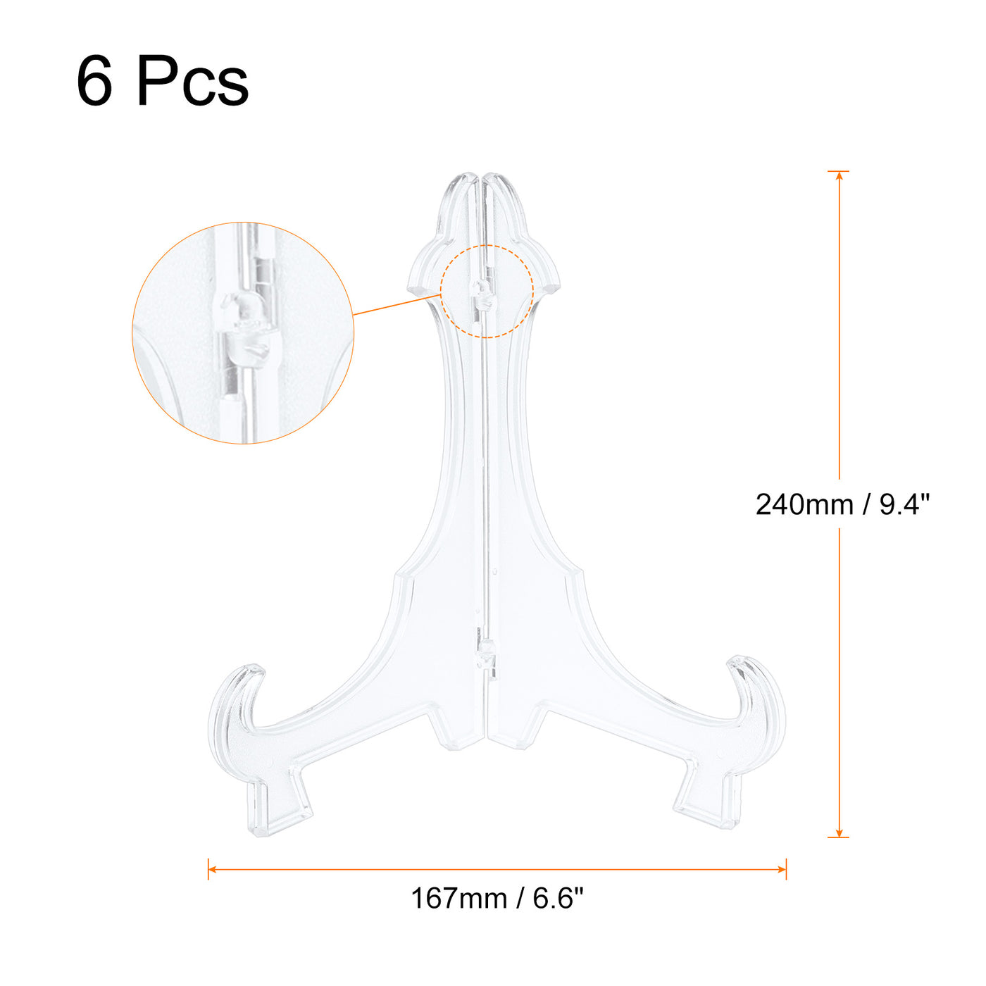 uxcell Uxcell 6Pcs 9.4" Easel Plate Holder, Plastic Folding Display Stand Clear for Home