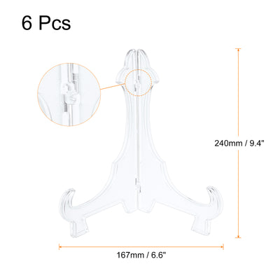 Harfington Uxcell 6Pcs 9.4" Easel Plate Holder, Plastic Folding Display Stand Clear for Home