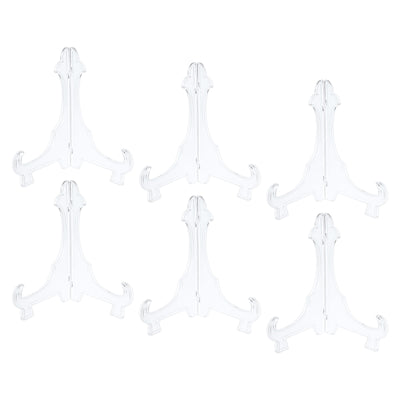 Harfington Uxcell 6Pcs 9.4" Easel Plate Holder, Plastic Folding Display Stand Clear for Home