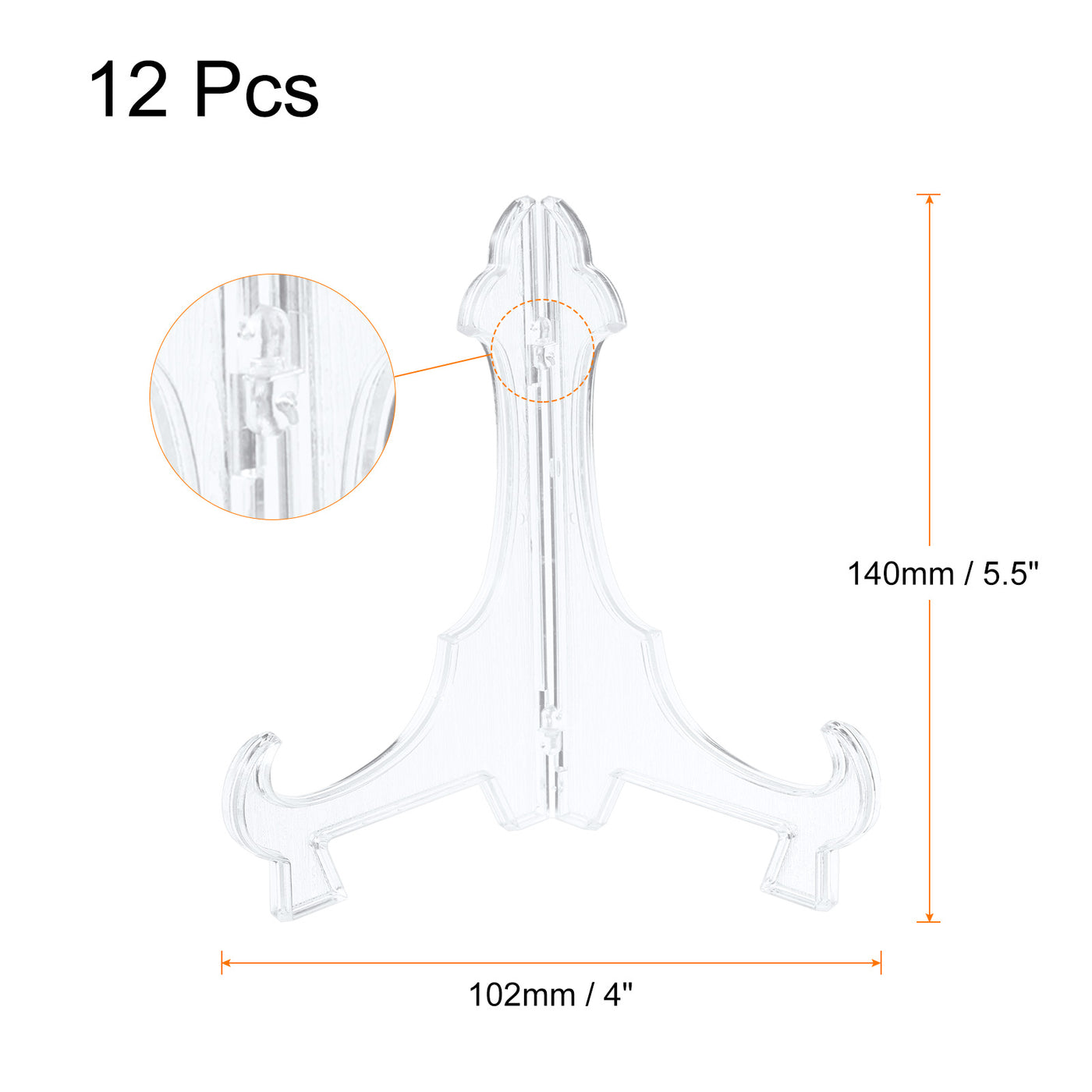 uxcell Uxcell 12Pcs 5.5" Easel Plate Holder, Plastic Folding Display Stand Clear for Home