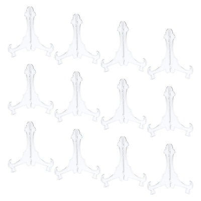 Harfington Uxcell 12Pcs 5.5" Easel Plate Holder, Plastic Folding Display Stand Clear for Home