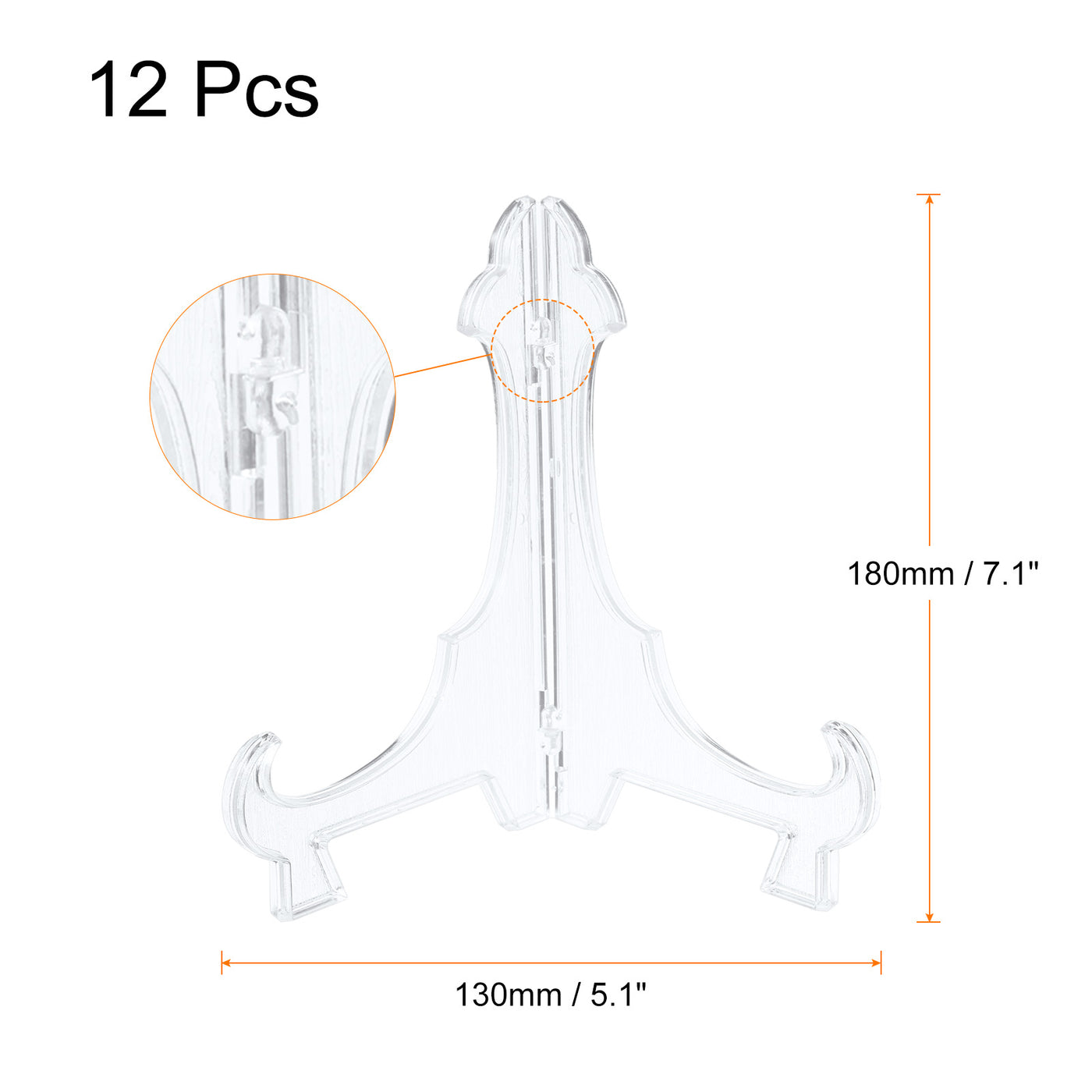 uxcell Uxcell 12Pcs 7.1" Easel Plate Holder, Plastic Folding Display Stand Clear for Home