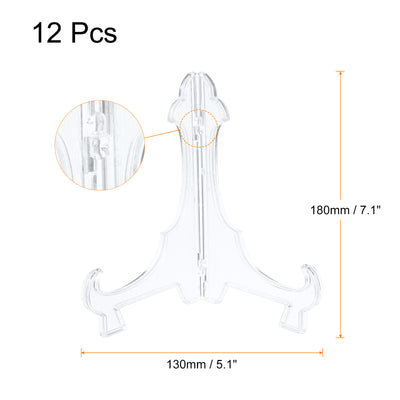 Harfington Uxcell 12Pcs 7.1" Easel Plate Holder, Plastic Folding Display Stand Clear for Home