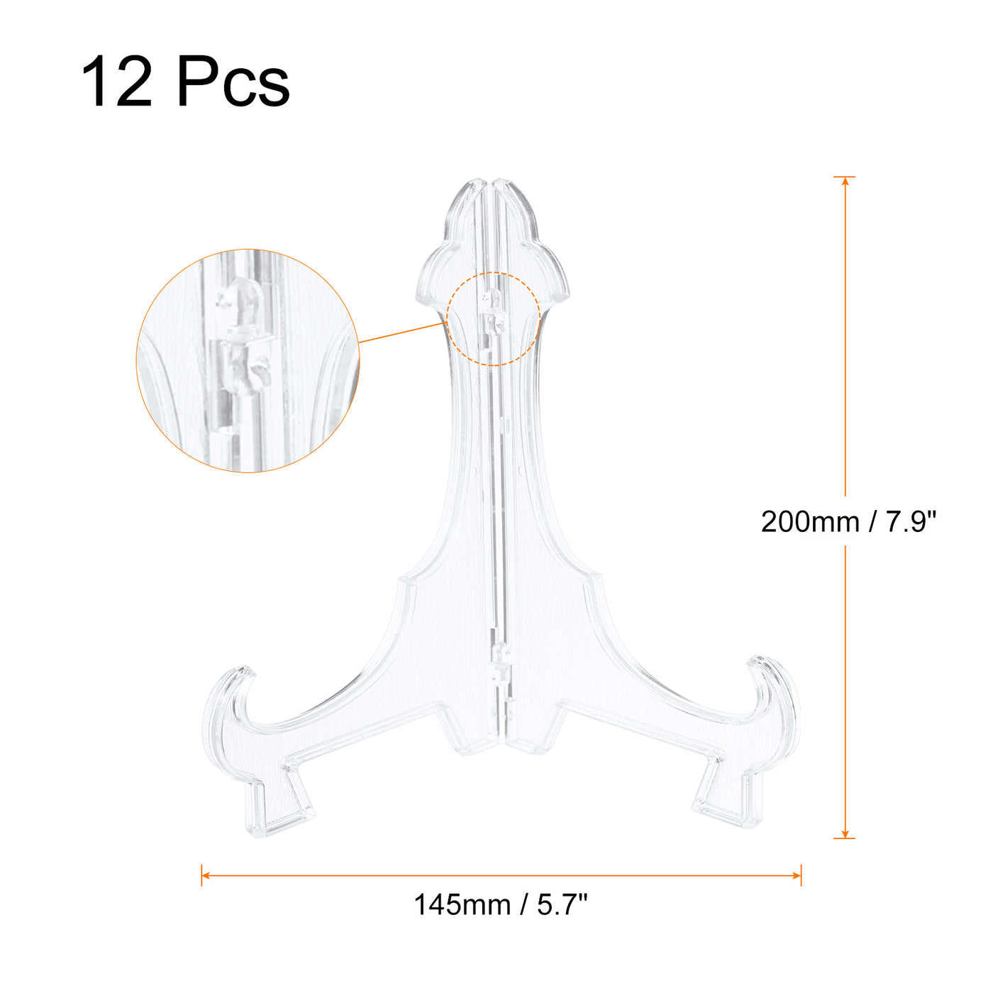 uxcell Uxcell 12Pcs 8" Easel Plate Holder, Plastic Folding Display Stand Clear for Home