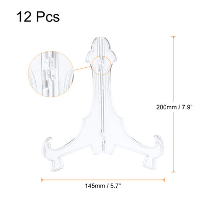 Harfington Uxcell 12Pcs 8" Easel Plate Holder, Plastic Folding Display Stand Clear for Home