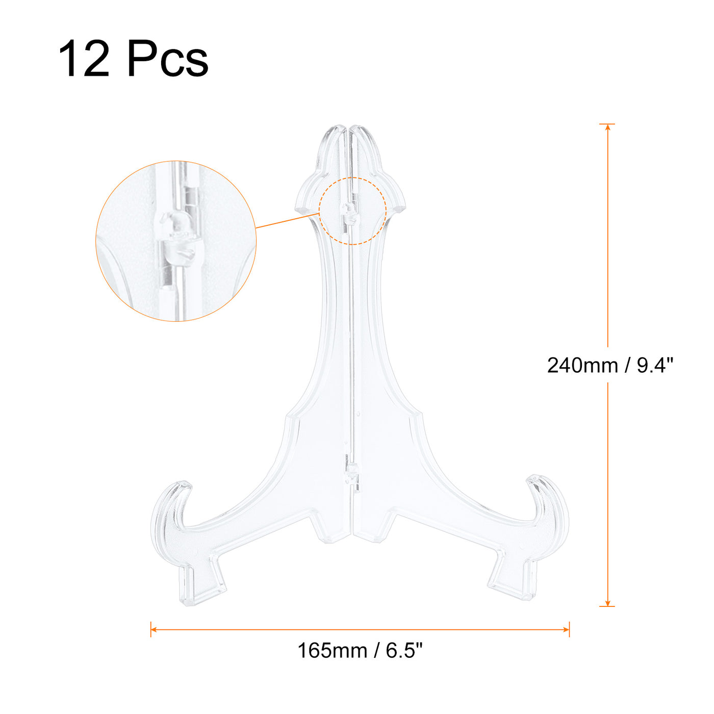 uxcell Uxcell 12Pcs 9.4" Easel Plate Holder, Plastic Folding Display Stand Clear for Home