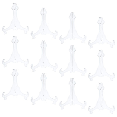 Harfington Uxcell 12Pcs 9.4" Easel Plate Holder, Plastic Folding Display Stand Clear for Home