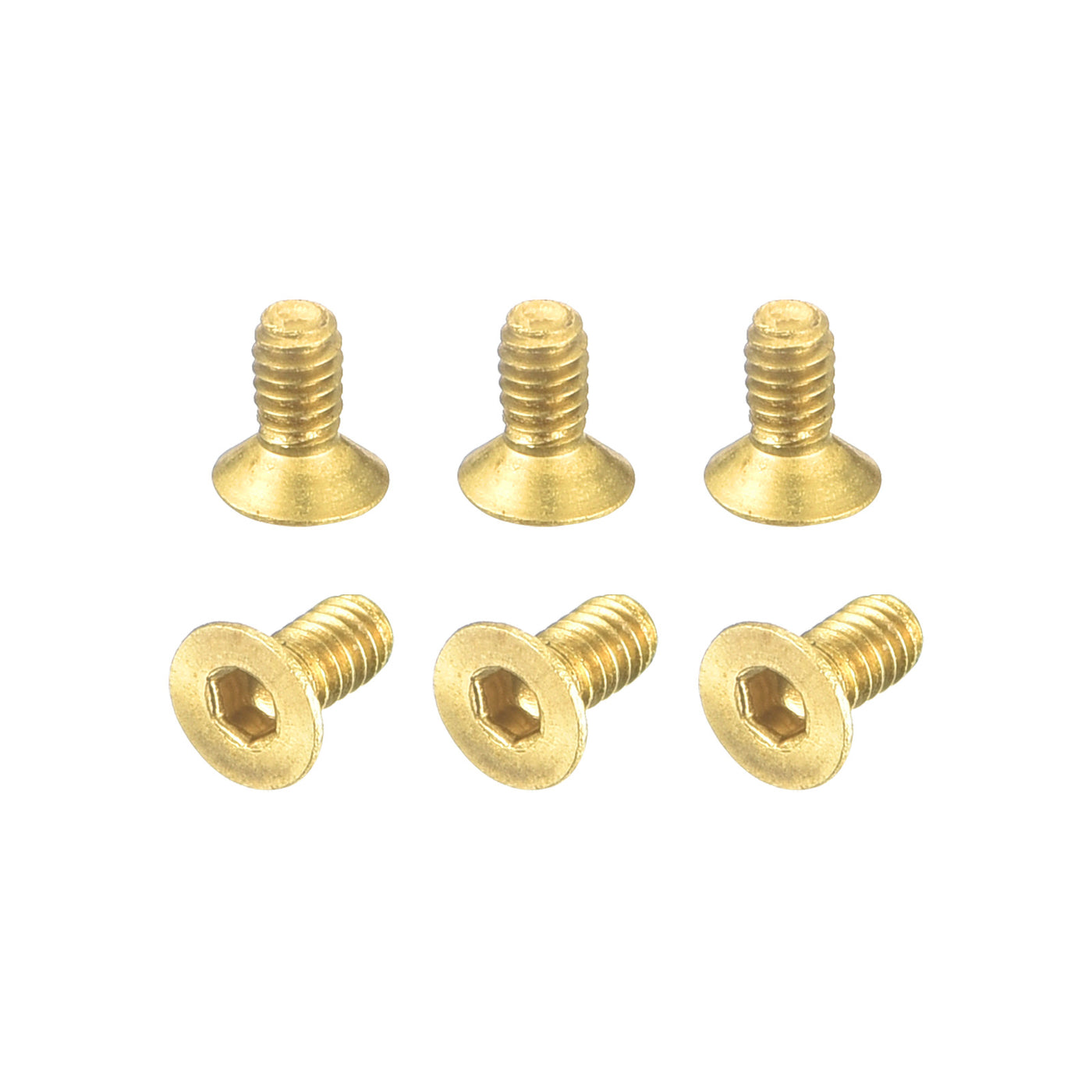 uxcell Uxcell Flat Head Socket Cap Screws, M2-0.4x4mm Brass Inner Hex Drive Bolts 6Pcs