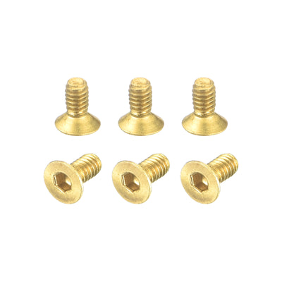 Harfington Uxcell Flat Head Socket Cap Screws, M2-0.4x4mm Brass Inner Hex Drive Bolts 6Pcs