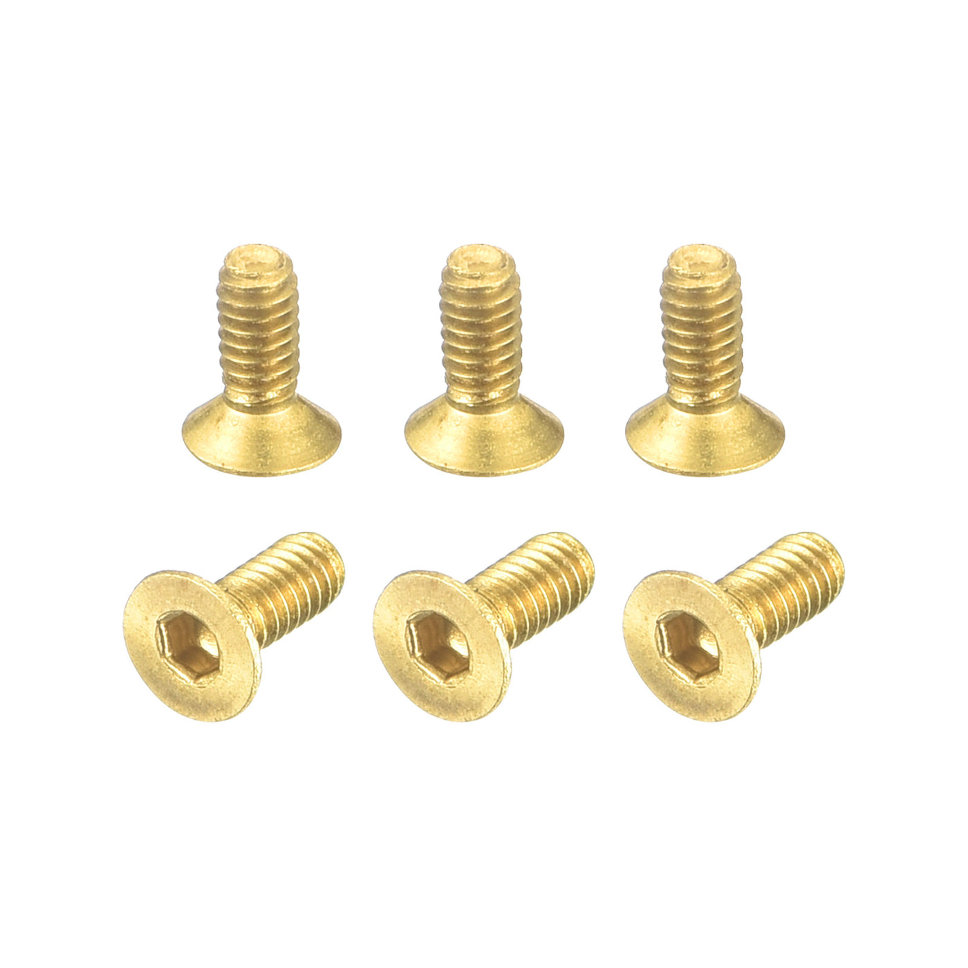 uxcell Uxcell Flat Head Socket Cap Screws, M2-0.4x5mm Brass Inner Hex Drive Bolts 6Pcs