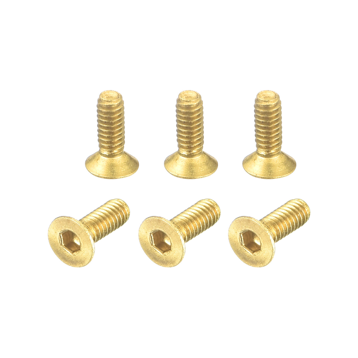 uxcell Uxcell Flat Head Socket Cap Screws, M2-0.4x6mm Brass Inner Hex Drive Bolts 6Pcs