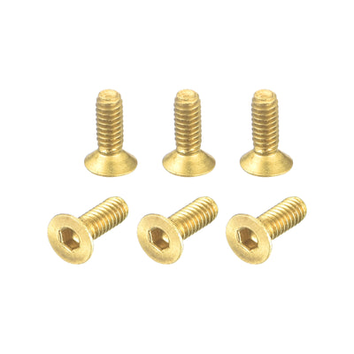 Harfington Uxcell Flat Head Socket Cap Screws, M2-0.4x6mm Brass Inner Hex Drive Bolts 6Pcs