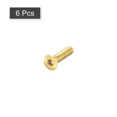 Harfington Uxcell Flat Head Socket Cap Screws, M2-0.4x8mm Brass Inner Hex Drive Bolts 6Pcs