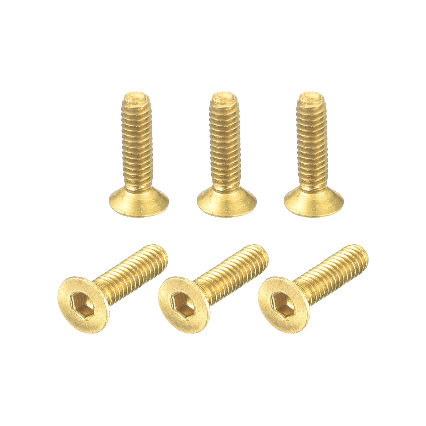 uxcell Uxcell Flat Head Socket Cap Screws, M2-0.4x8mm Brass Inner Hex Drive Bolts 6Pcs