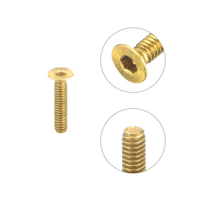 Harfington Uxcell Flat Head Socket Cap Screws, M2-0.4x10mm Brass Inner Hex Drive Bolts 6Pcs