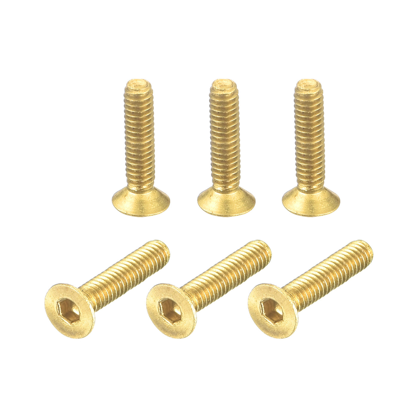 uxcell Uxcell Flat Head Socket Cap Screws, M2-0.4x10mm Brass Inner Hex Drive Bolts 6Pcs