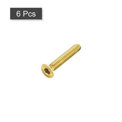 Harfington Uxcell Flat Head Socket Cap Screws, M2-0.4x12mm Brass Inner Hex Drive Bolts 6Pcs