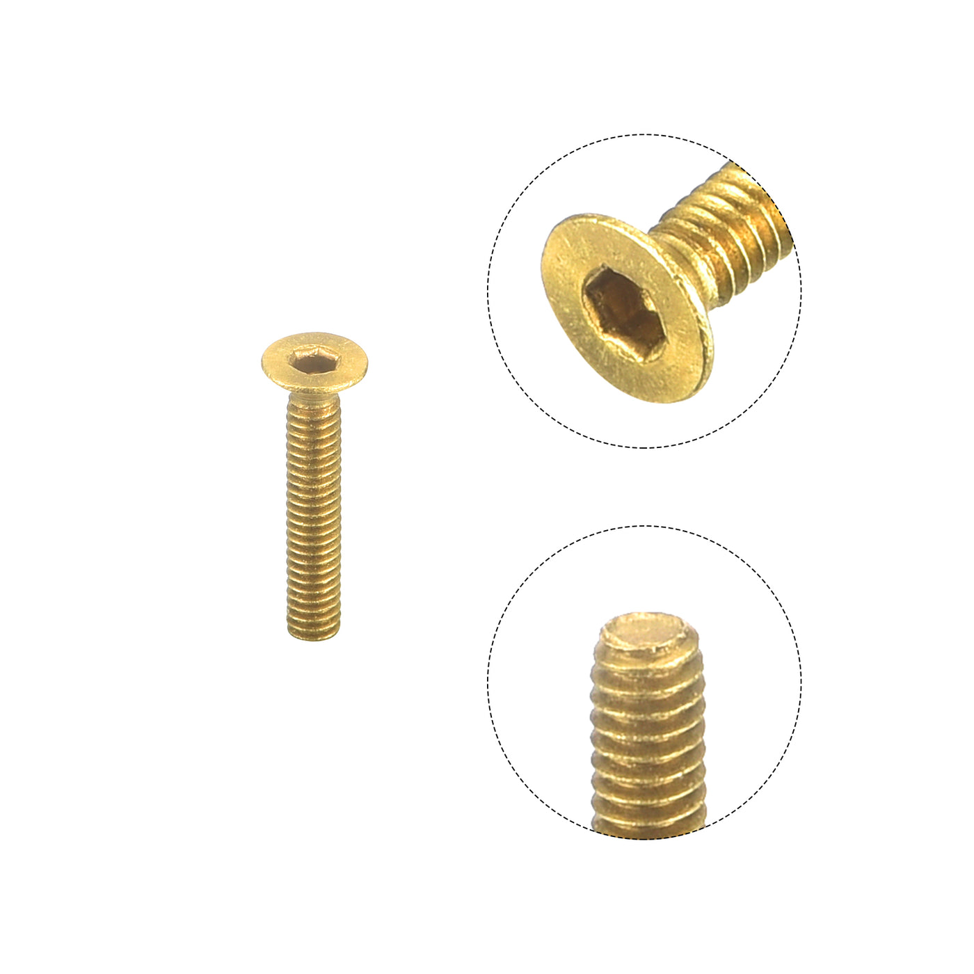 uxcell Uxcell Flat Head Socket Cap Screws, M2-0.4x12mm Brass Inner Hex Drive Bolts 6Pcs