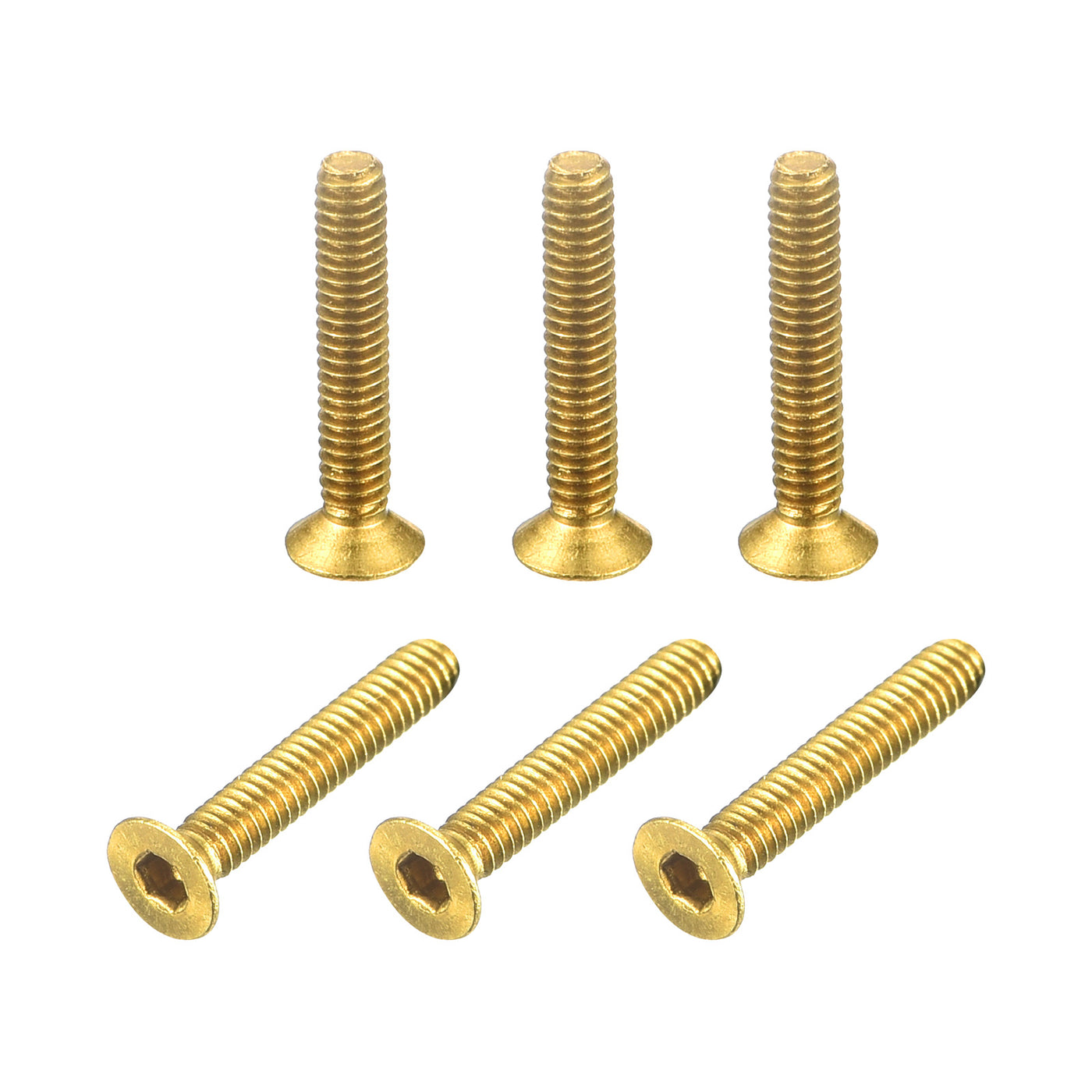 uxcell Uxcell Flat Head Socket Cap Screws, M2-0.4x12mm Brass Inner Hex Drive Bolts 6Pcs